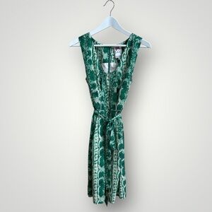 Yoana Baraschi Emerald and Ivory Patterned Dress